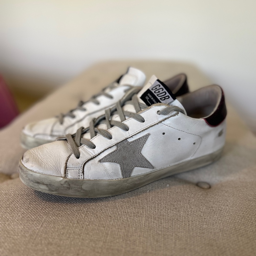 GOLDEN GOOSE Sneaker White & Burgundy Superstar Low Top Sneakers - size 39